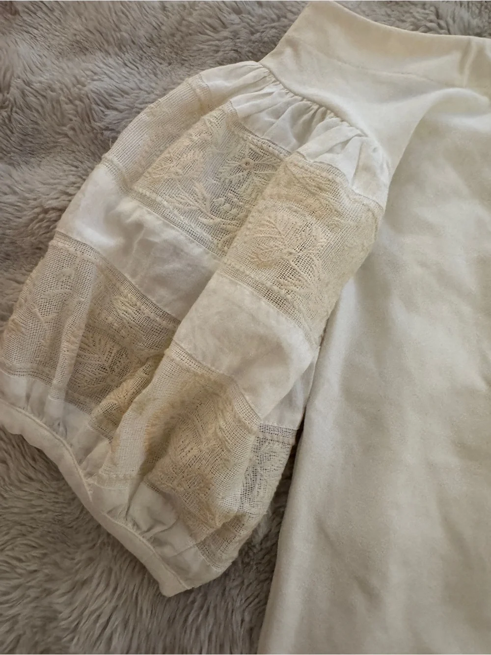 Free People White Off-Shoulder Puff-Sleeve Top